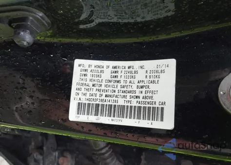 2014 Honda Accord Lx z USA, uszkodzony, nr VIN 1HGCR2F36EA141285